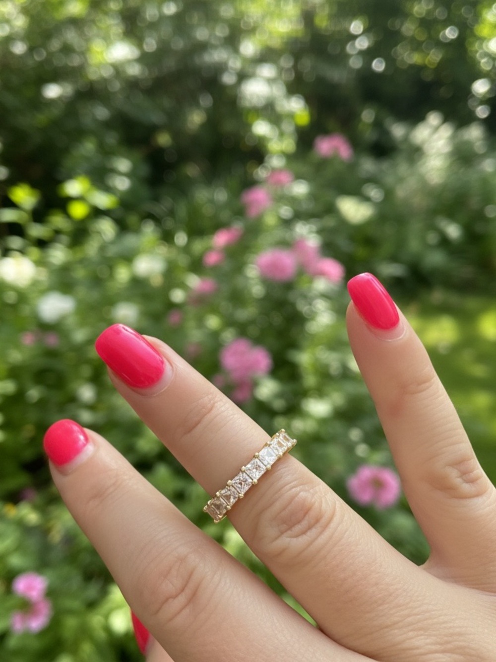 Gold Eternity Band with Clear Stones size 6